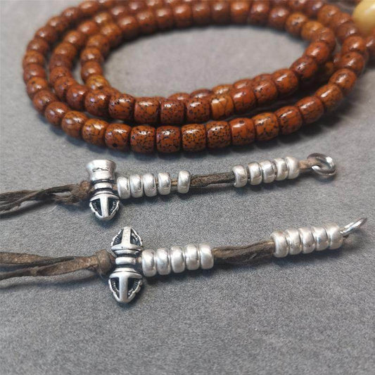 5mm Sterling Silver Prayer Bead Counters with Dorje and Vajra Pendant - Gandhanra-ART