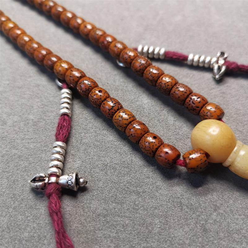 4mm Silver Prayer Bead Counters with Dorje and Bell Pendant - Gandhanra-ART