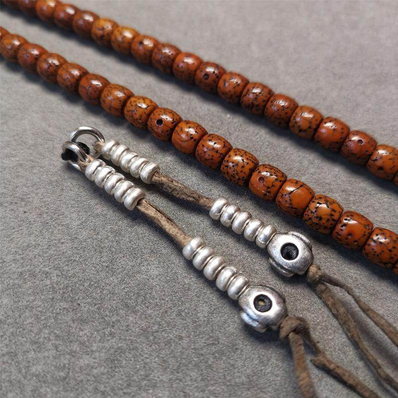 5mm Sterling Silver Prayer Bead Counters with Mantra Dot Pendant - Gandhanra-ART