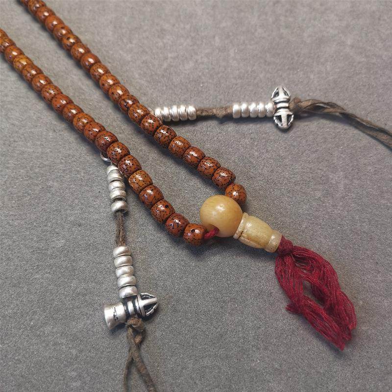 5mm Sterling Silver Prayer Bead Counters with Dorje and Vajra Pendant - Gandhanra-ART