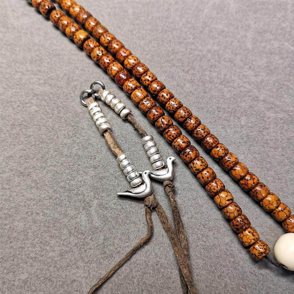 5mm Silver Prayer Bead Counters with Lucky Birds Pendant - Gandhanra-ART