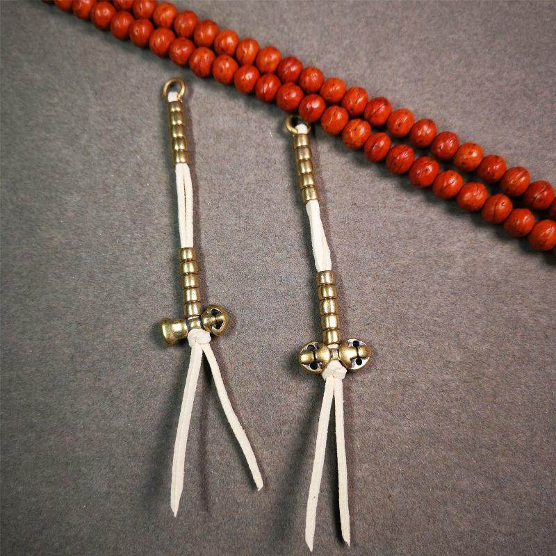 5mm Brass Prayer Bead Counters with Vajra and Bell Pendant - Gandhanra-ART