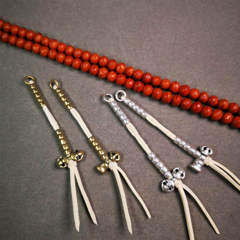 5mm Brass Prayer Bead Counters with Vajra and Bell Pendant - Gandhanra-ART