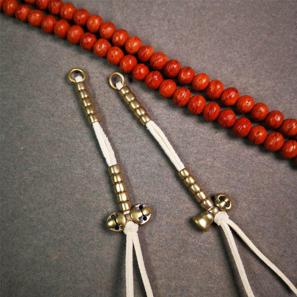 5mm Brass Prayer Bead Counters with Vajra and Bell Pendant - Gandhanra-ART