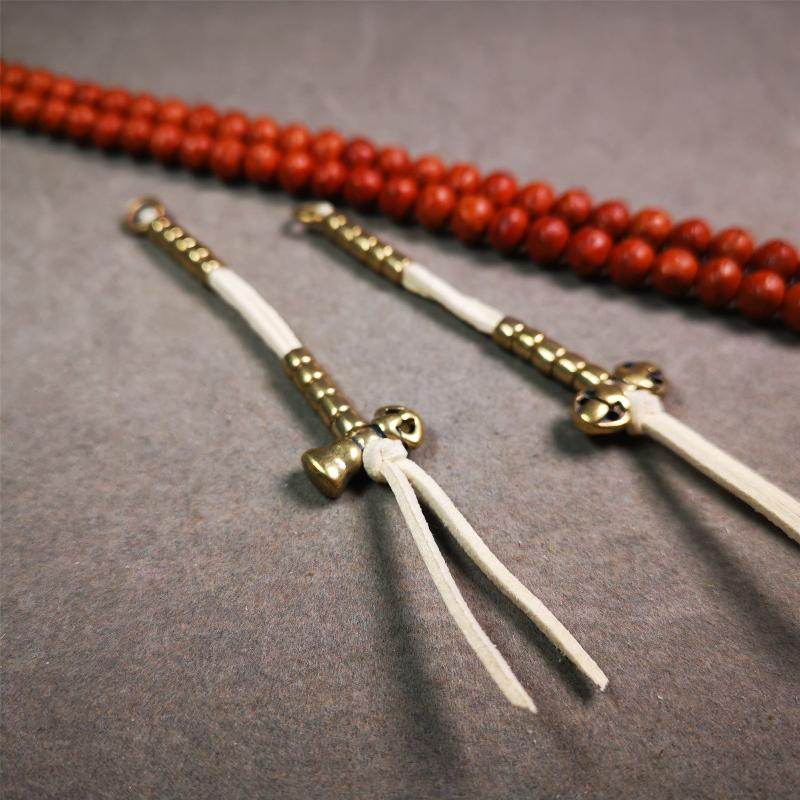 5mm Brass Prayer Bead Counters with Vajra and Bell Pendant - Gandhanra-ART