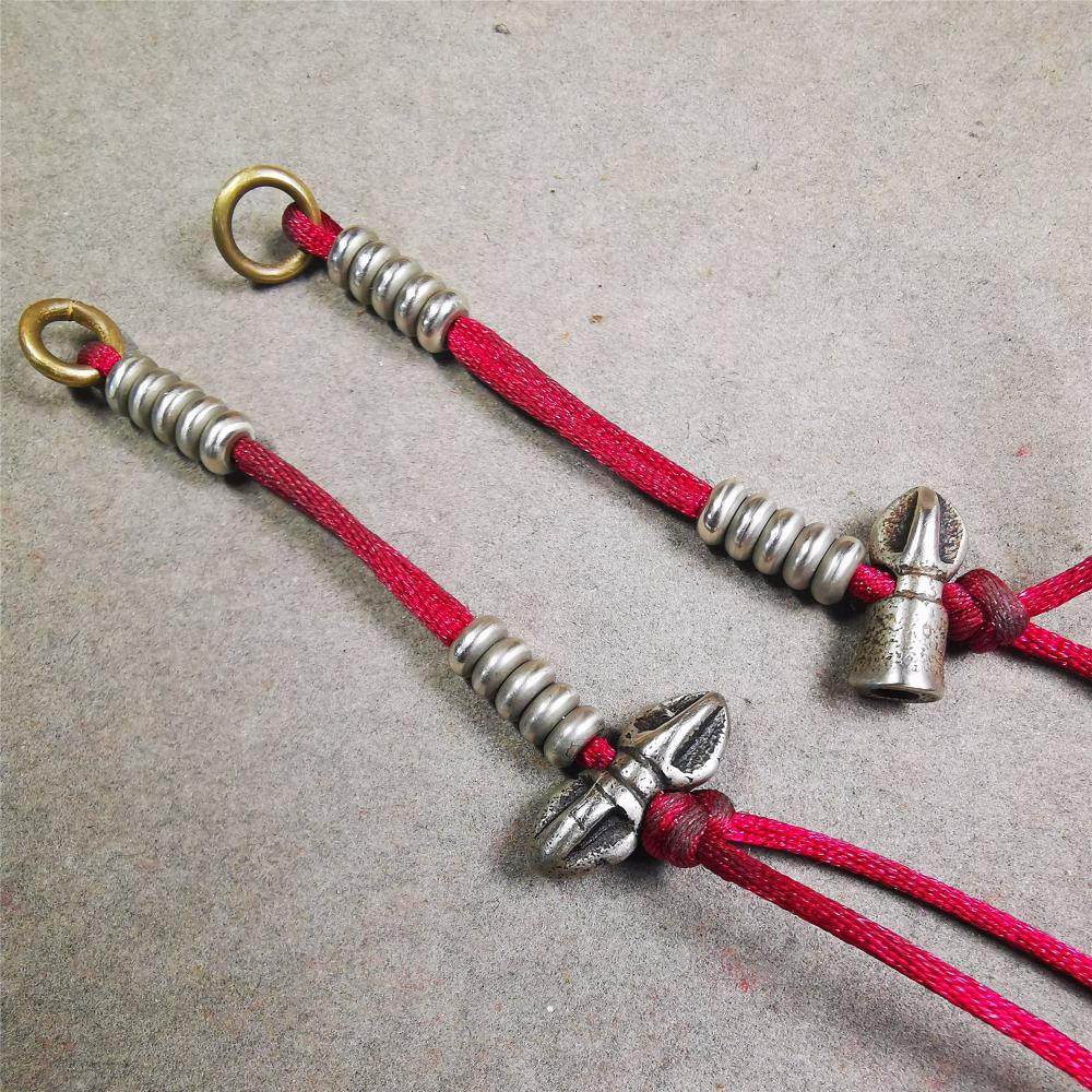 5mm White Copper Prayer Bead Counters with Dorje and Vajra Bell Pendant - Gandhanra-ART