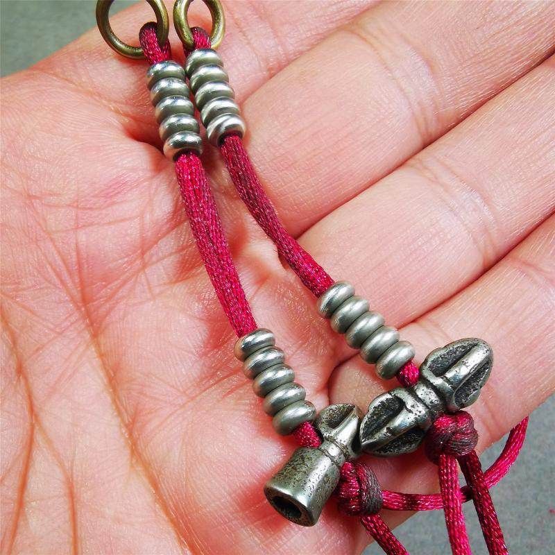5mm White Copper Prayer Bead Counters with Dorje and Vajra Bell Pendant - Gandhanra-ART