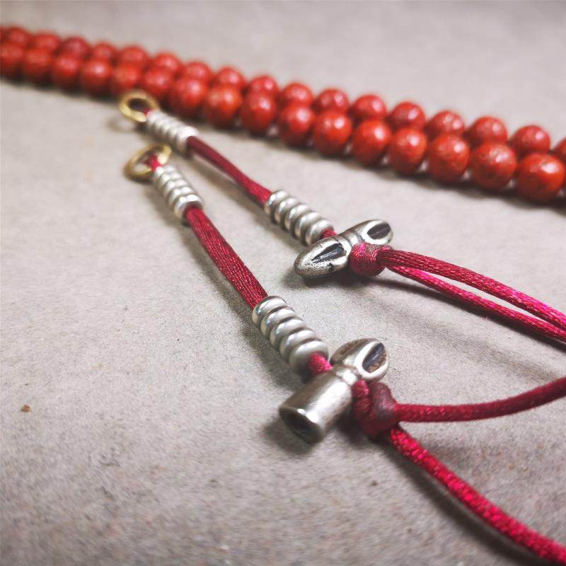 5mm White Copper Prayer Bead Counters with Dorje and Vajra Bell Pendant - Gandhanra-ART