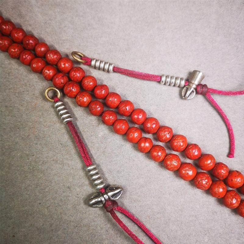 5mm White Copper Prayer Bead Counters with Dorje and Vajra Bell Pendant - Gandhanra-ART