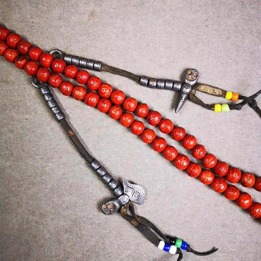 6mm Cold Iron Prayer Bead Counters - Tibetan Buddhist art, detailed view