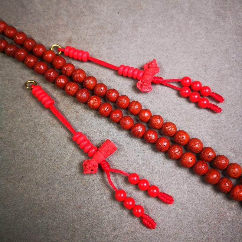 6mm Red Cinnabar Prayer Bead Counters - Gandhanra-ART