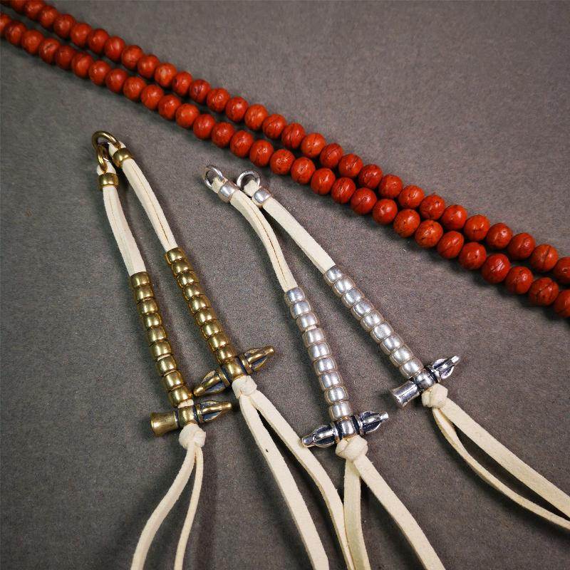 7mm Brass Prayer Bead Counters with Vajra and Bell Pendant - Gandhanra-ART
