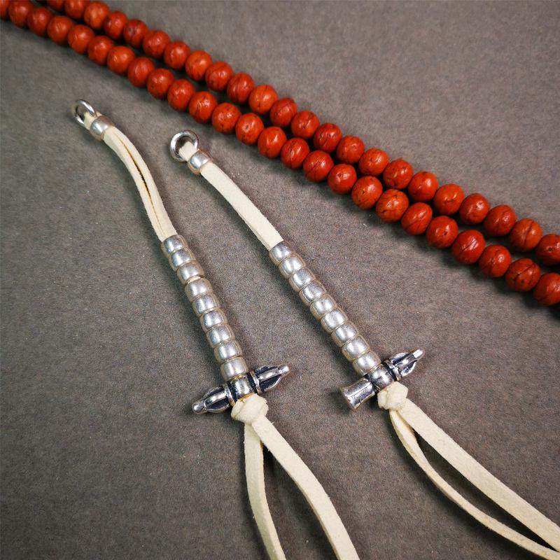 7mm Brass Prayer Bead Counters with Vajra and Bell Pendant - Gandhanra-ART
