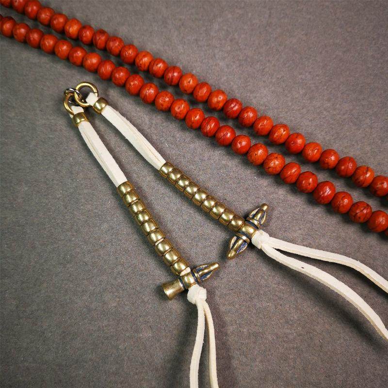 7mm Brass Prayer Bead Counters with Vajra and Bell Pendant - Gandhanra-ART