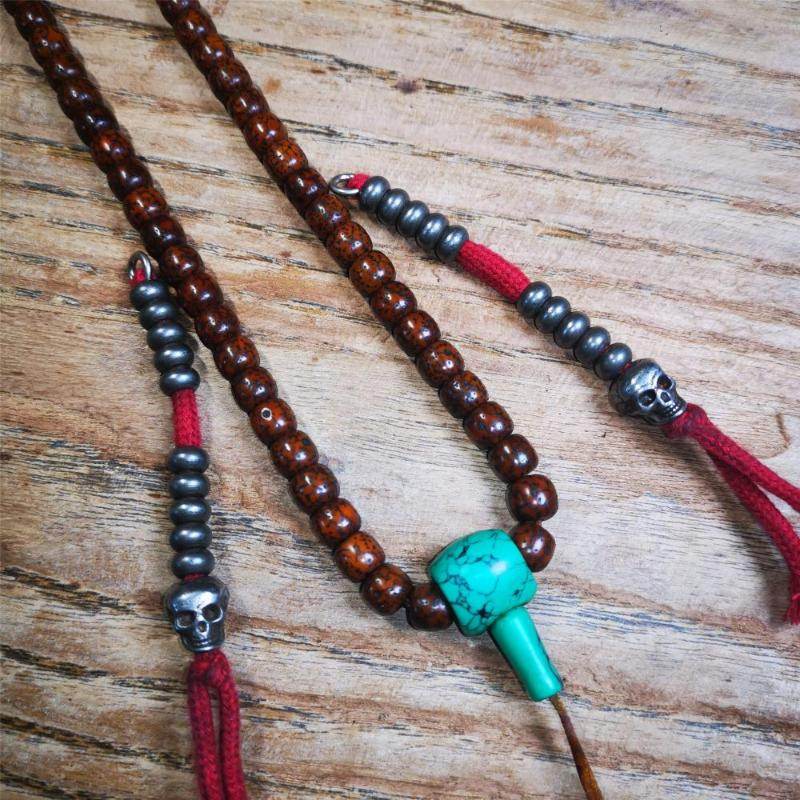 7mm Cold Iron Prayer Bead Counters with Skull Pendant - Gandhanra-ART