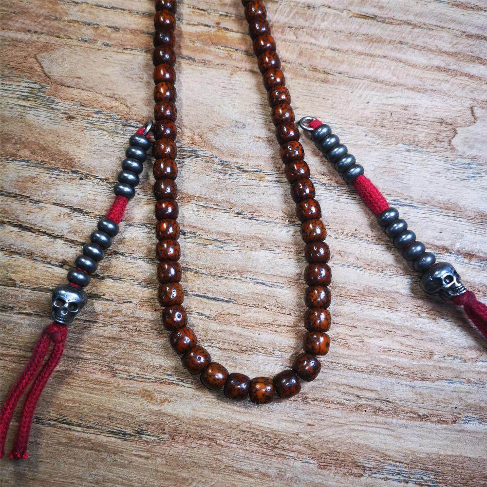 7mm Cold Iron Prayer Bead Counters with Skull Pendant - Gandhanra-ART