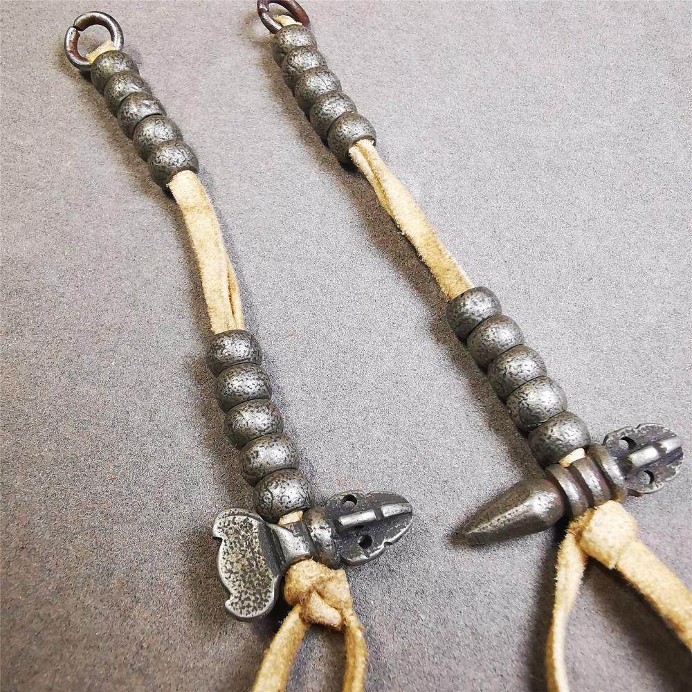 7mm Cold Iron Prayer Bead Counters with Kartika and Kila Pendant - Gandhanra-ART