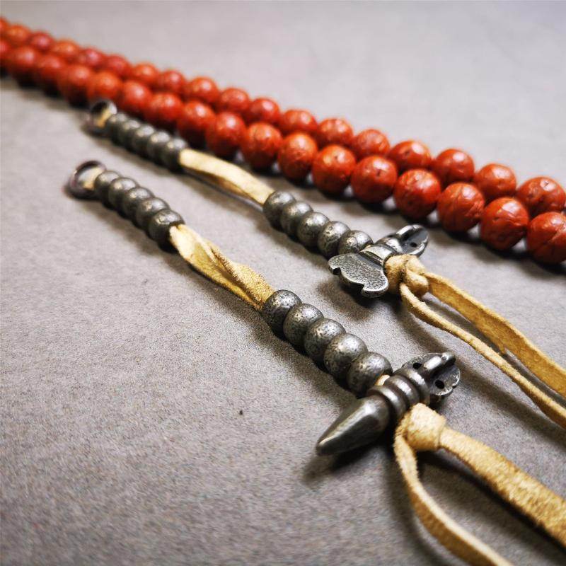 7mm Cold Iron Prayer Bead Counters with Kartika and Kila Pendant - Gandhanra-ART