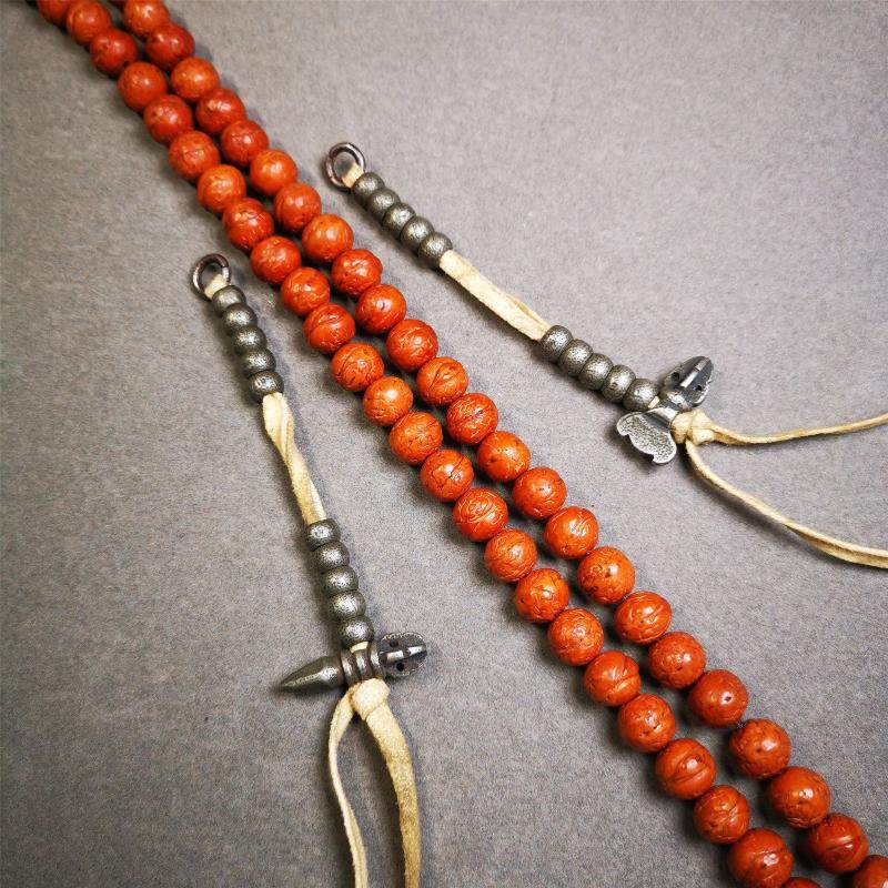 7mm Cold Iron Prayer Bead Counters with Kartika and Kila Pendant - Gandhanra-ART