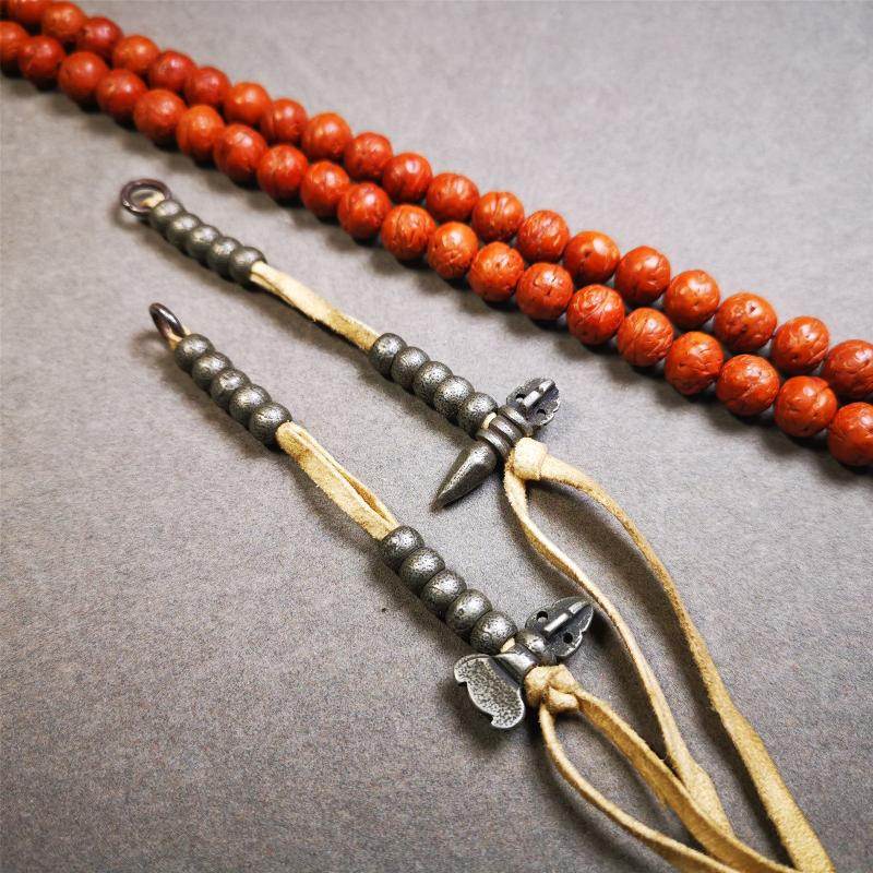 7mm Cold Iron Prayer Bead Counters with Kartika and Kila Pendant - Gandhanra-ART
