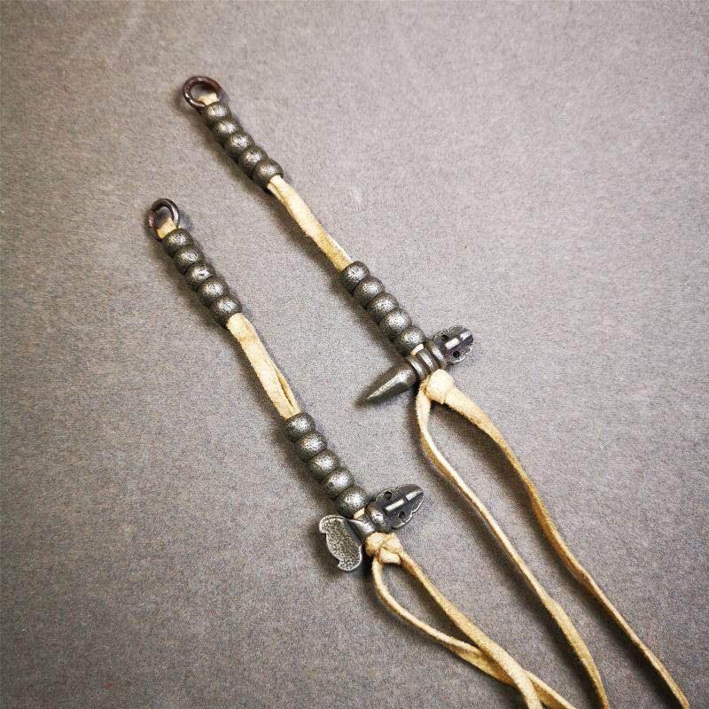 7mm Cold Iron Prayer Bead Counters with Kartika and Kila Pendant - Gandhanra-ART