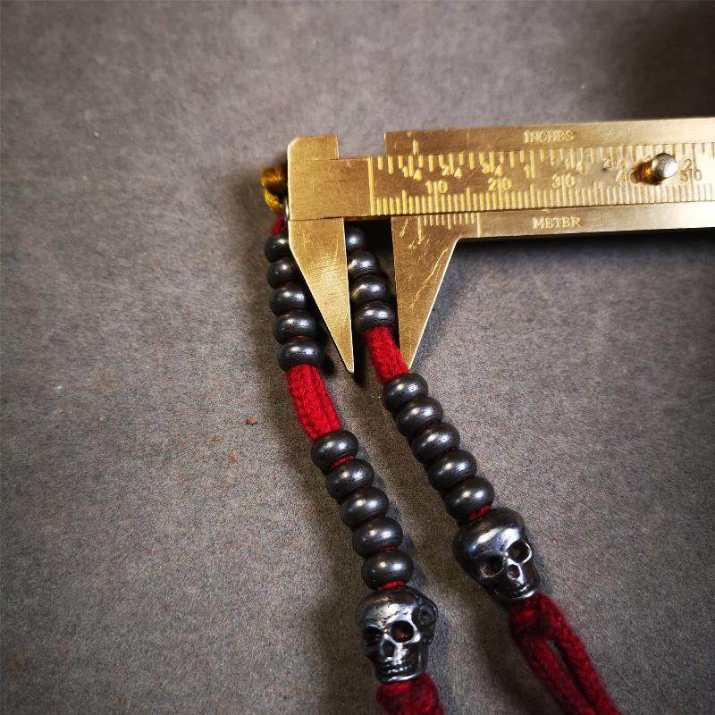 7mm Cold Iron Prayer Bead Counters with Skull Pendant - Gandhanra-ART