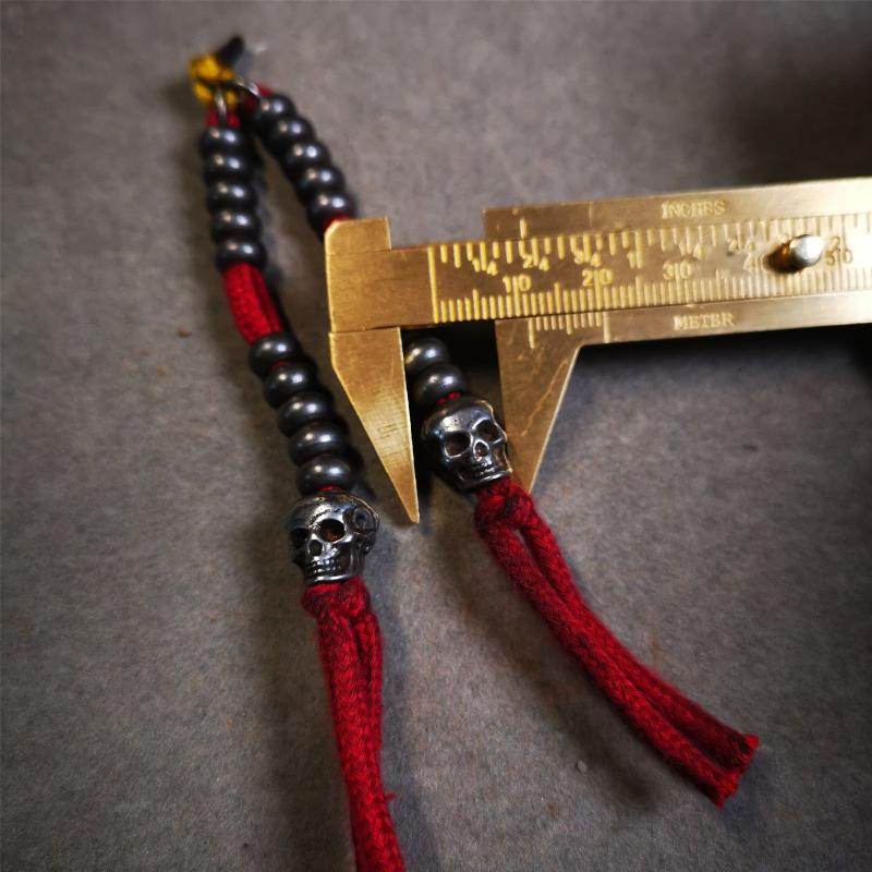 7mm Cold Iron Prayer Bead Counters with Skull Pendant - Gandhanra-ART