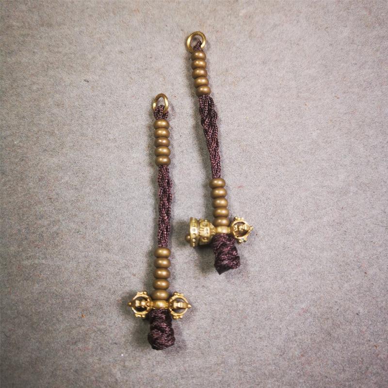 5mm Brass Prayer Bead Counters with Dorje Bell Pendant