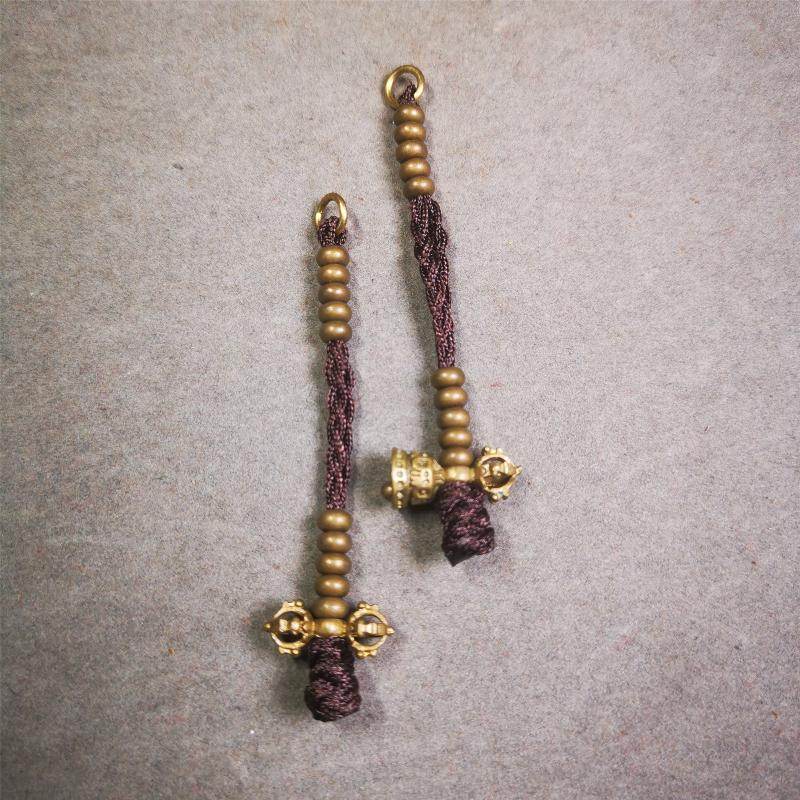 5mm Brass Prayer Bead Counters with Dorje Bell Pendant - Gandhanra-ART