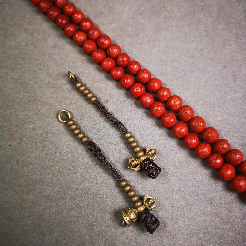 5mm Brass Prayer Bead Counters with Dorje Bell Pendant