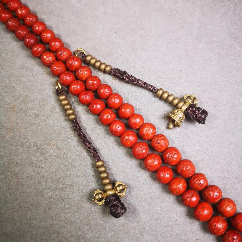 5mm Brass Prayer Bead Counters with Dorje Bell Pendant