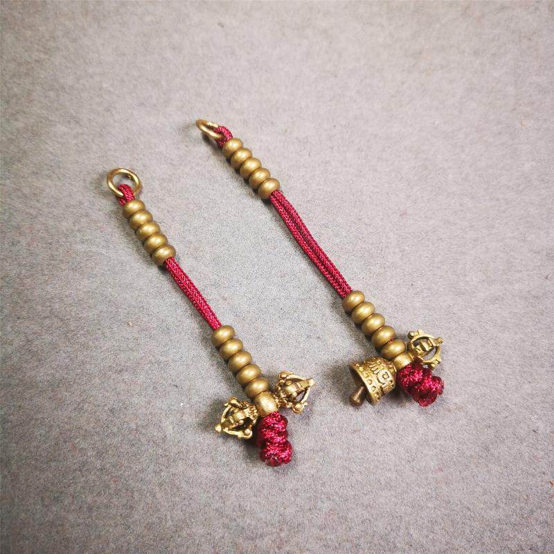 5mm Brass Prayer Bead Counters with Dorje Bell Pendant - Gandhanra-ART