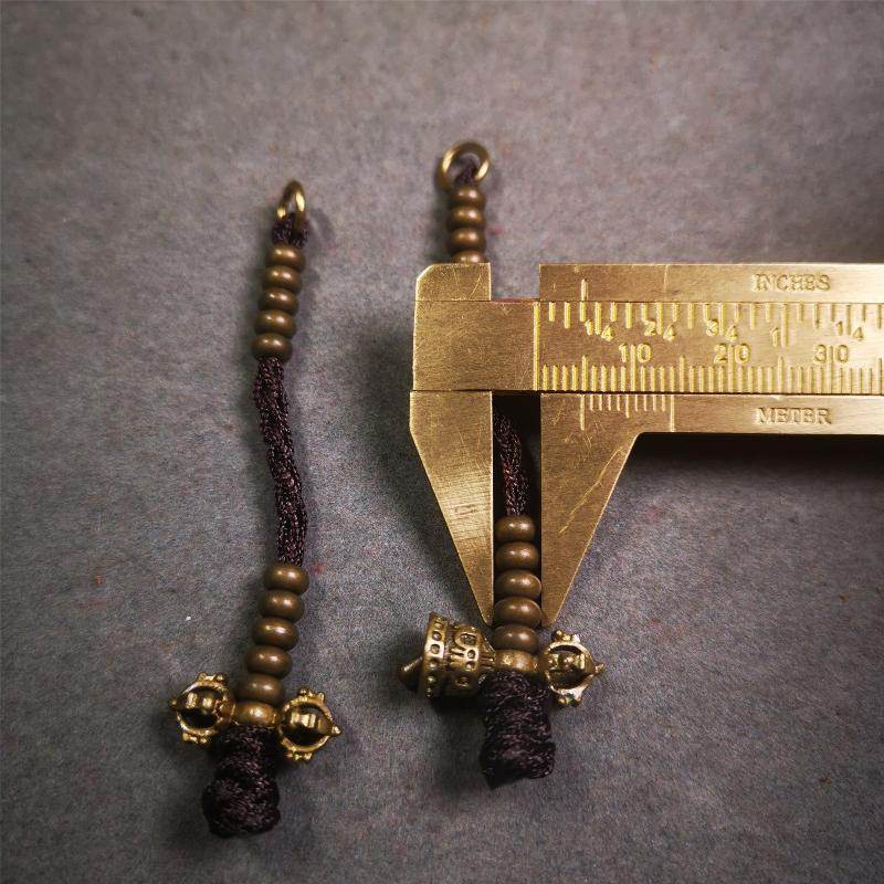 5mm Brass Prayer Bead Counters with Dorje Bell Pendant - Gandhanra-ART