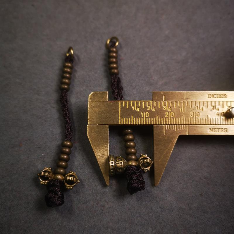 5mm Brass Prayer Bead Counters with Dorje Bell Pendant