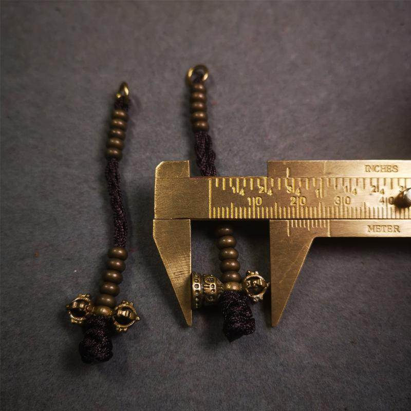 5mm Brass Prayer Bead Counters with Dorje Bell Pendant - Gandhanra-ART