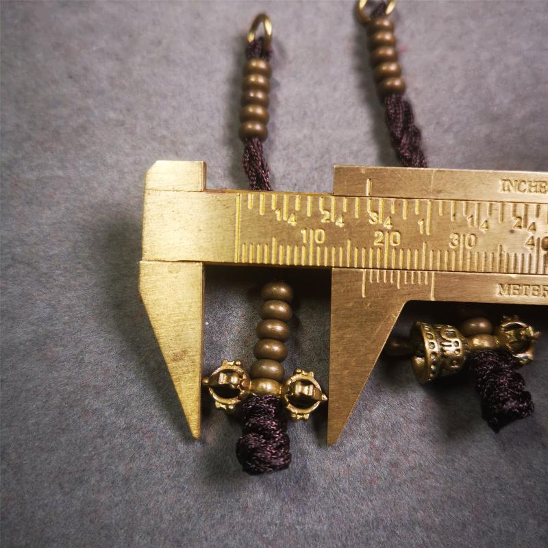 5mm Brass Prayer Bead Counters with Dorje Bell Pendant