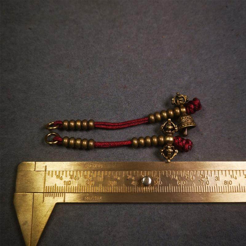 5mm Brass Prayer Bead Counters with Dorje Bell Pendant - Gandhanra-ART