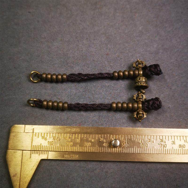 5mm Brass Prayer Bead Counters with Dorje Bell Pendant - Gandhanra-ART