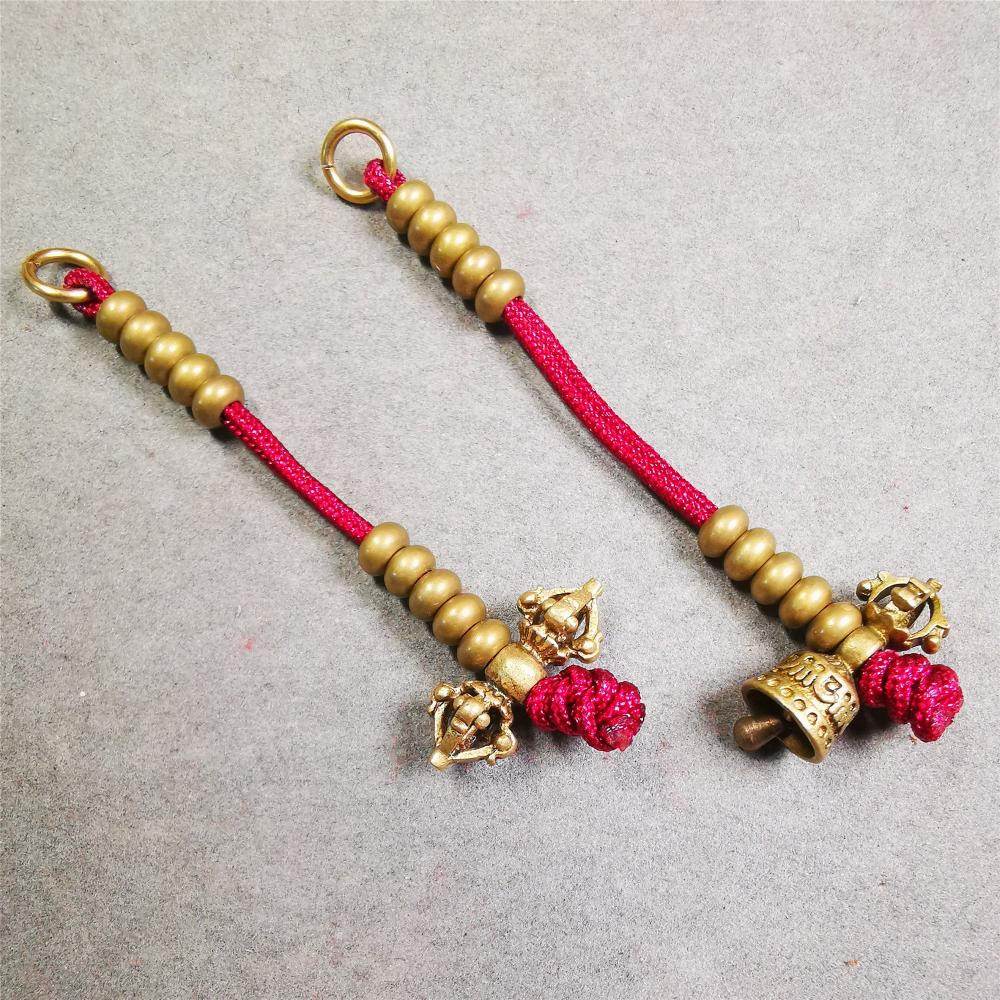 5mm Brass Prayer Bead Counters with Dorje Bell Pendant - Gandhanra-ART