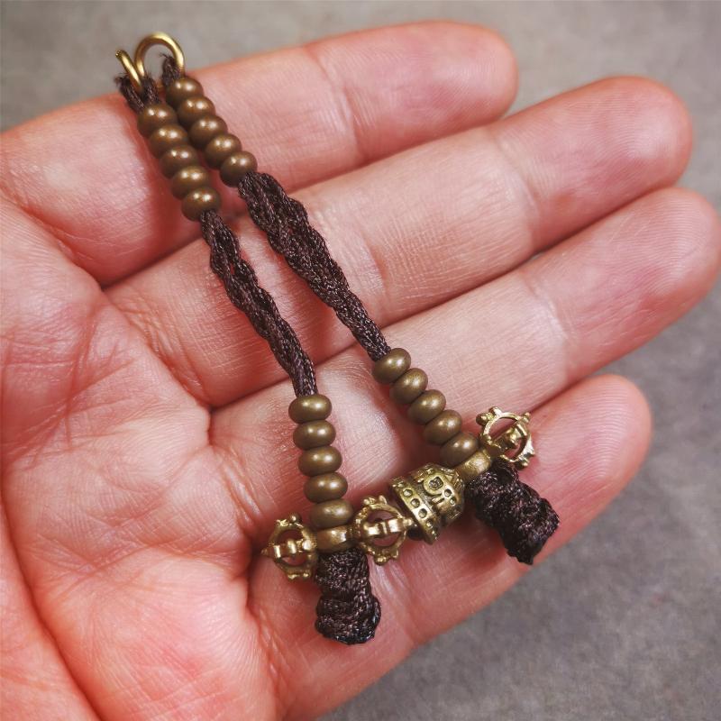 5mm Brass Prayer Bead Counters with Dorje Bell Pendant