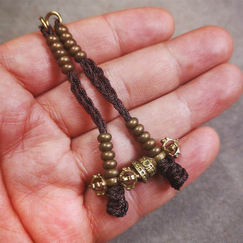 5mm Brass Prayer Bead Counters with Dorje Bell Pendant - Gandhanra-ART