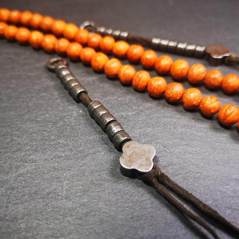6mm Cold Iron Prayer Bead Counters with Gesang Flower Pendant - Gandhanra-ART