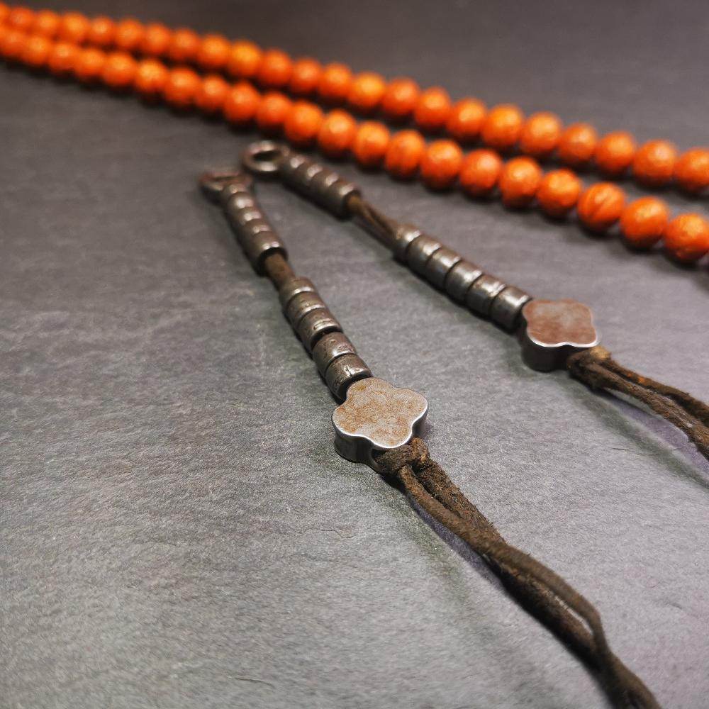 6mm Cold Iron Prayer Bead Counters with Gesang Flower Pendant - Gandhanra-ART
