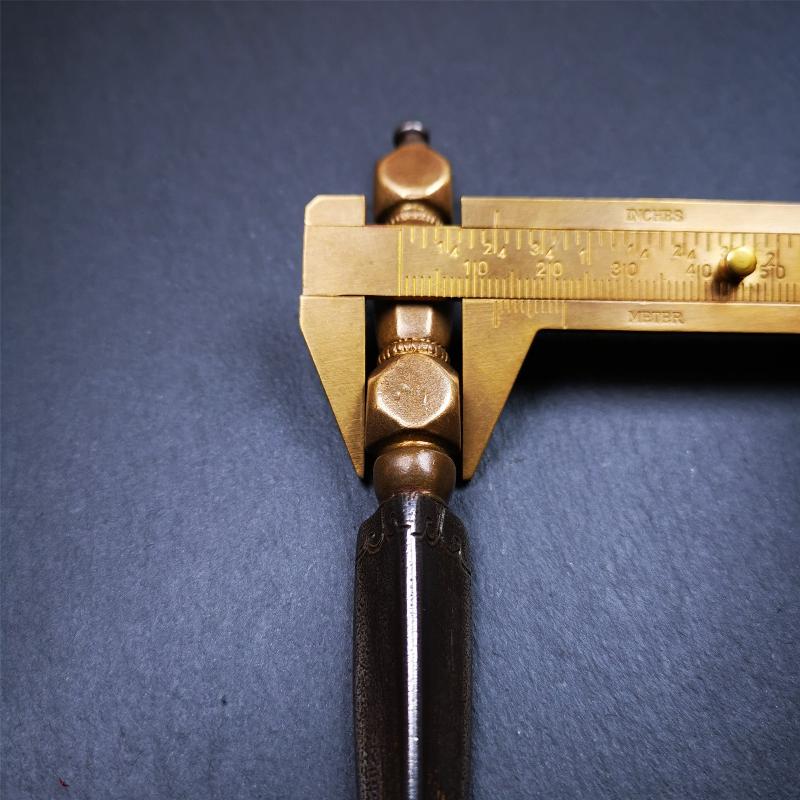 Gandhanra Handmade Tibetan Buddhist Ritual Implement - Kila -Dorje Phurba,Made of Cold Iron inlaid with Brass,5.1".The handle is made of brass and the blade is made of cold iron,very delicate.Handmade by Tibetan craftsmen from Tibet in 1990's.