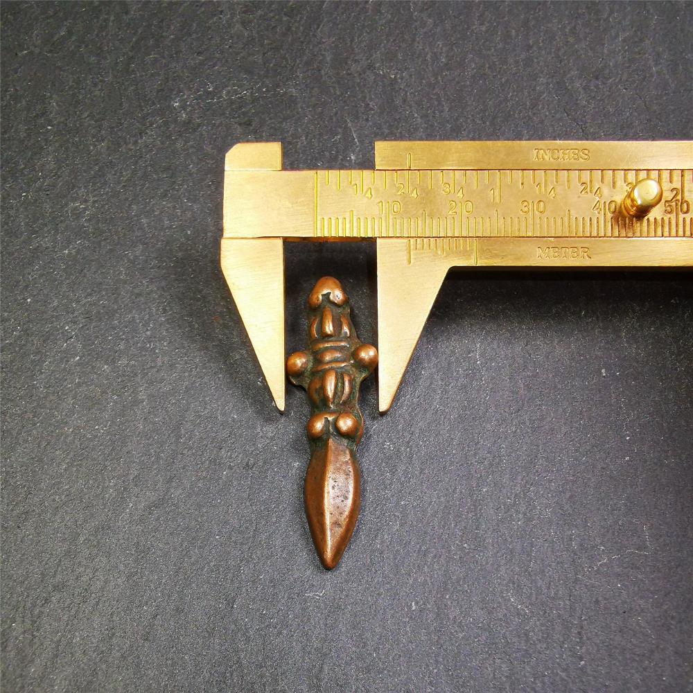 This type of old Dorje Phurba was collected in Labrang Monastery,blessed by lama, about 40 years old. The upper part is a vajra, and the lower part is a phurba,brown color,1.7 inches length