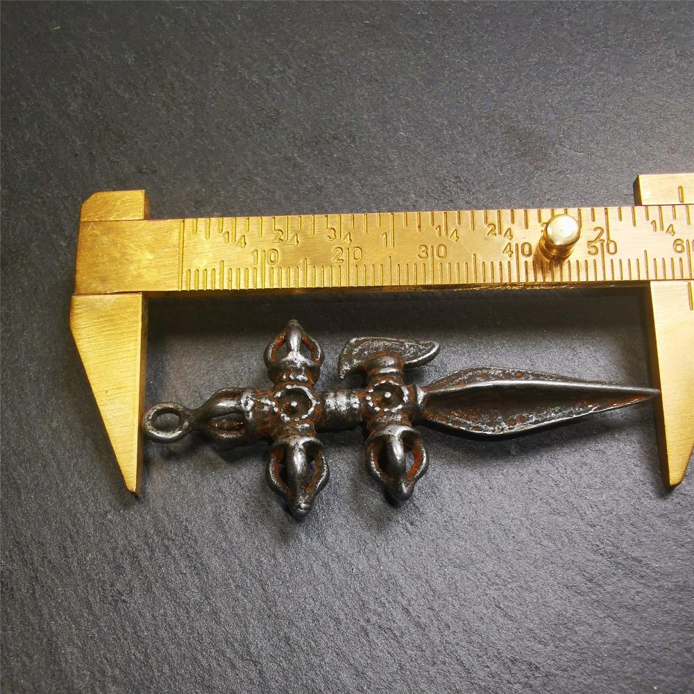 Tibetan Buddhist Amulet Pendant Cross Dorje Vajra Phurba, 2.56" × 0.98"