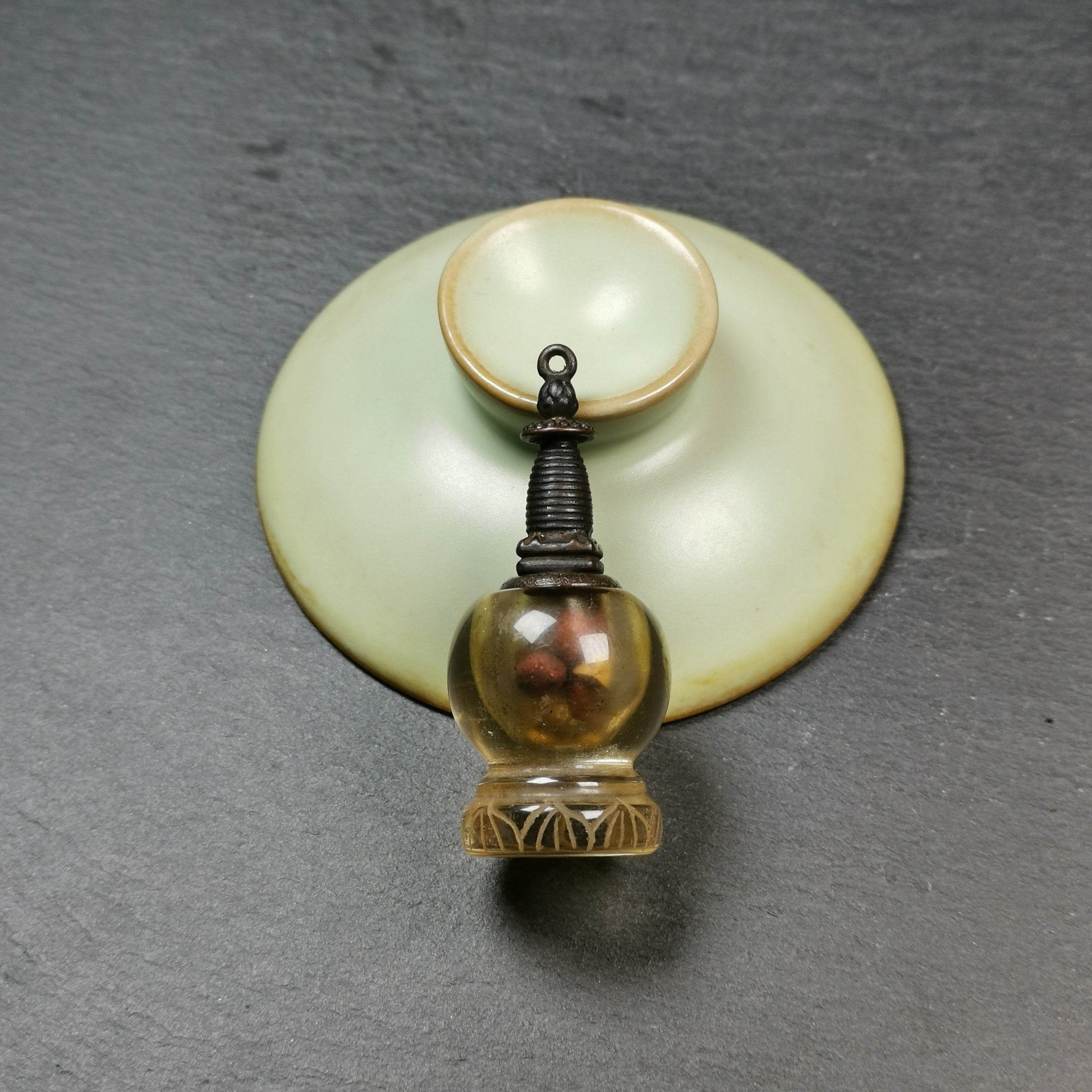 Buddhist Amulet,Crystal Stupa Pendant,Pagoda,Buddhist Tower,Gau Shrine - Gandhanra-ART