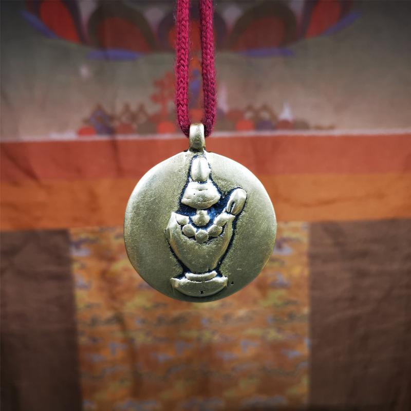 This unique Sipaho amulet was collected from Kathok Monastery,about 40 years old,bless by lama. It is round shape,made of copper,1.77 inch diameter.The front pattern is Tibetan Budhist calendar symbol - SIPAHO(srid pa ho),the back is a treasure vase.