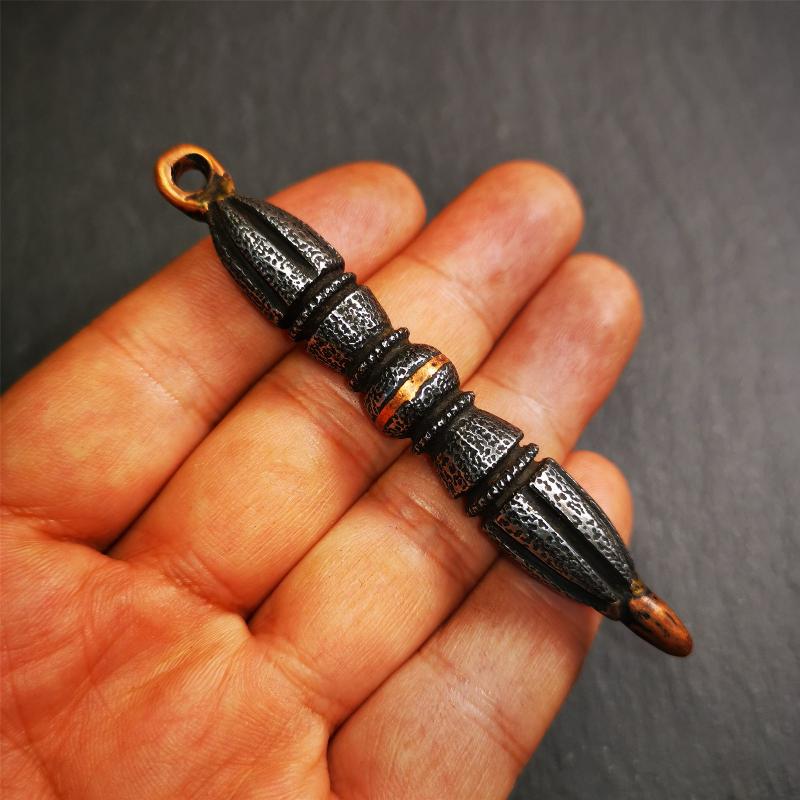 Nine-pronged Vajra Dorje Amulet,Tibetan Buddhism Ritual Implement 86mm