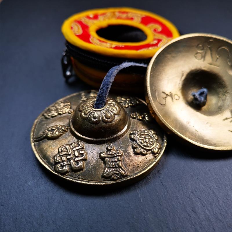 Brass Tingsha Set - Astamangal - 2.6"